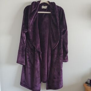 UGG Australia Purple Miranda Fleece Dark Plum Robe With Hood Sz L Cozy Soft